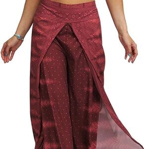 GLUDEAR Women's Boho Printed Palazzo Side Split Wide Leg Workout Yoga Pants XL